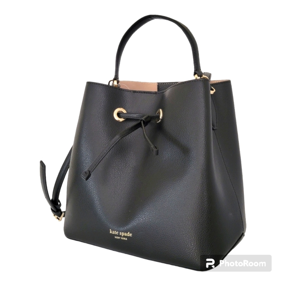 Authentic kate Spade Eva large black bucket bag (NWT)